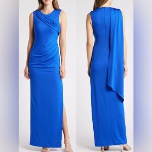 NEW BLACK HALO Aruna Ruched & Draped Maxi DRESS SIZE 4 VIVID BLUE NORDSTROM